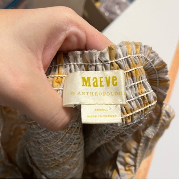 Anthropologie Maeve Smocked Back Puff Sleeve Top Yellow Extra Small XS T1 - Picture 4 of 8